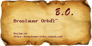 Breslauer Orbó névjegykártya